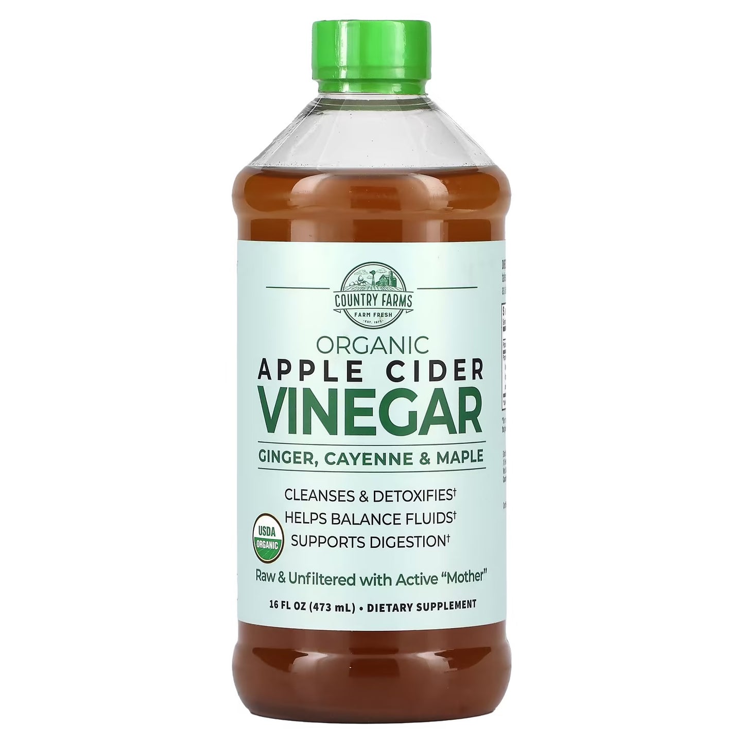 Country Farms, Organic Apple Cider Vinegar with Ginger, Cayenne & Maple, 16 fl oz (473 ml)