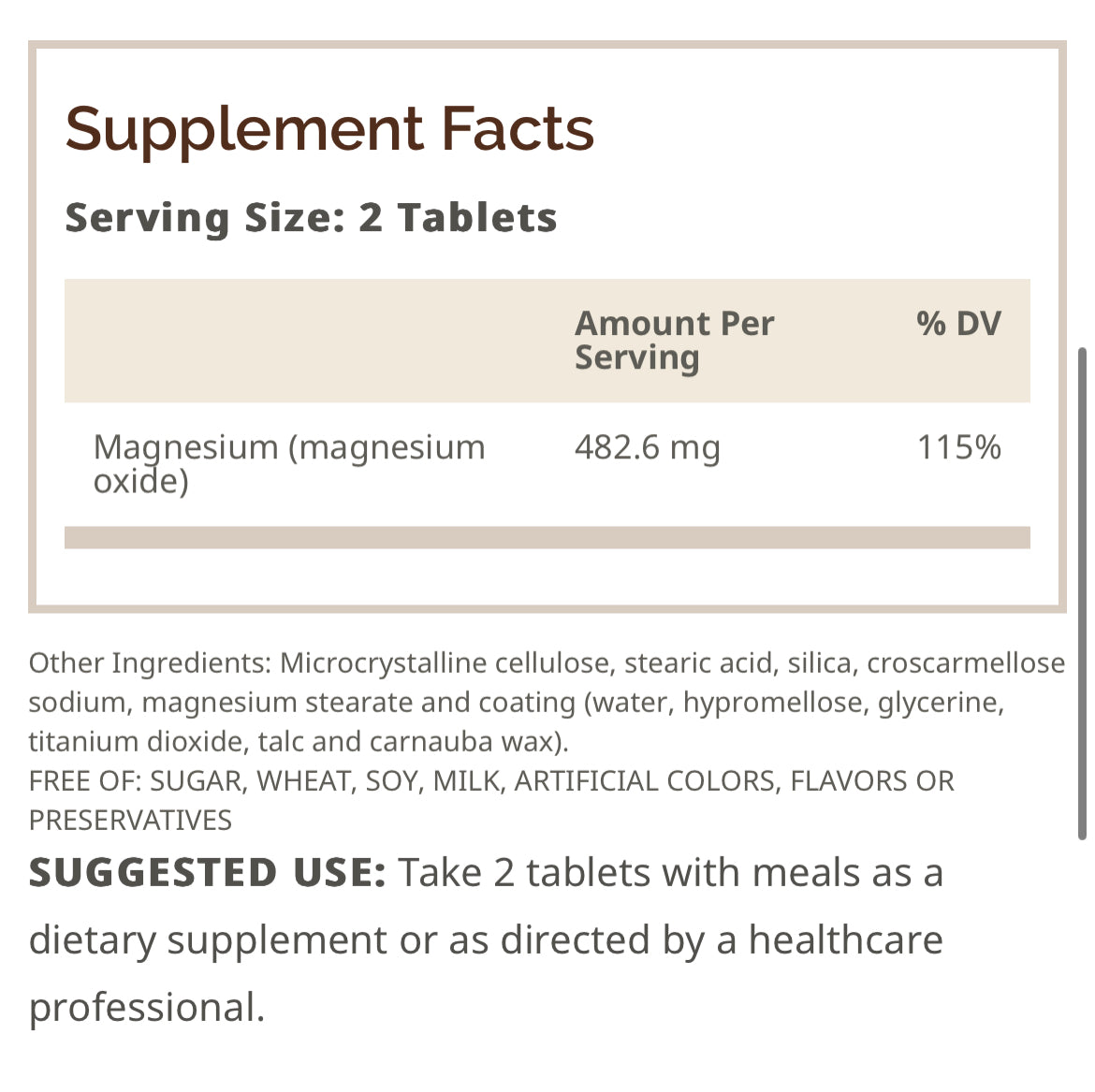 Magnesium Oxide 400mg 60 Tablets