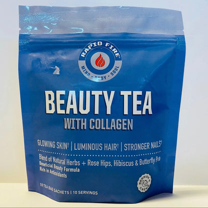 RAPID FIRE Beauty Tea With Collagen Glowing Skin Hair Nails 10 Bags Each, 2 pack