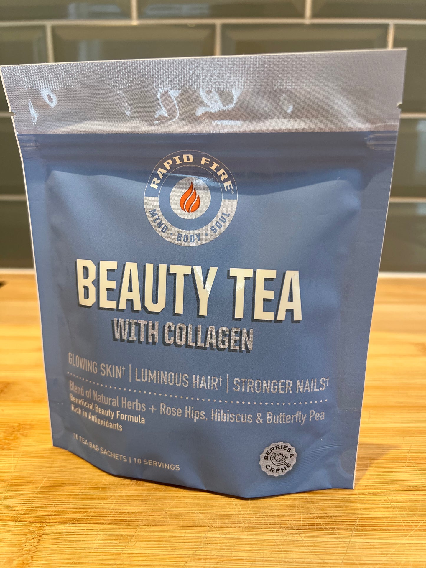 RAPID FIRE Beauty Tea With Collagen Glowing Skin Hair Nails 10 Bags Each, 2 pack